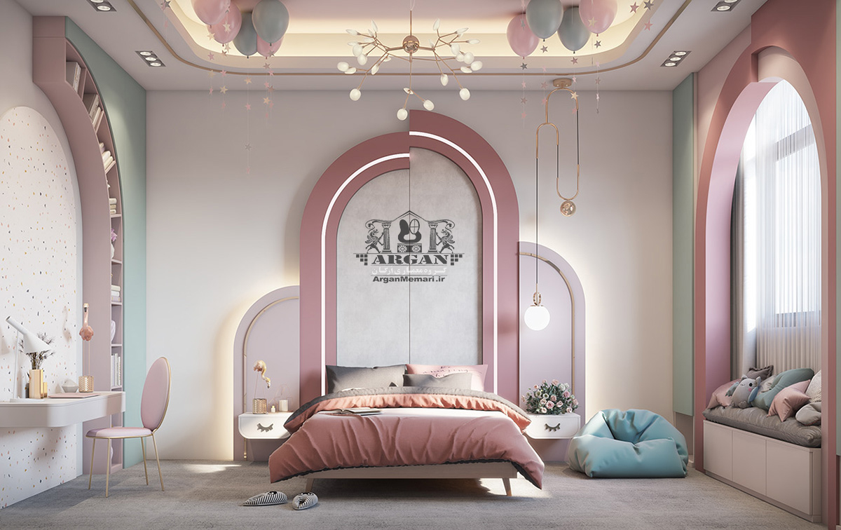 طراحی اتاق خواب دخترانه در بندر گناوه و دیلم